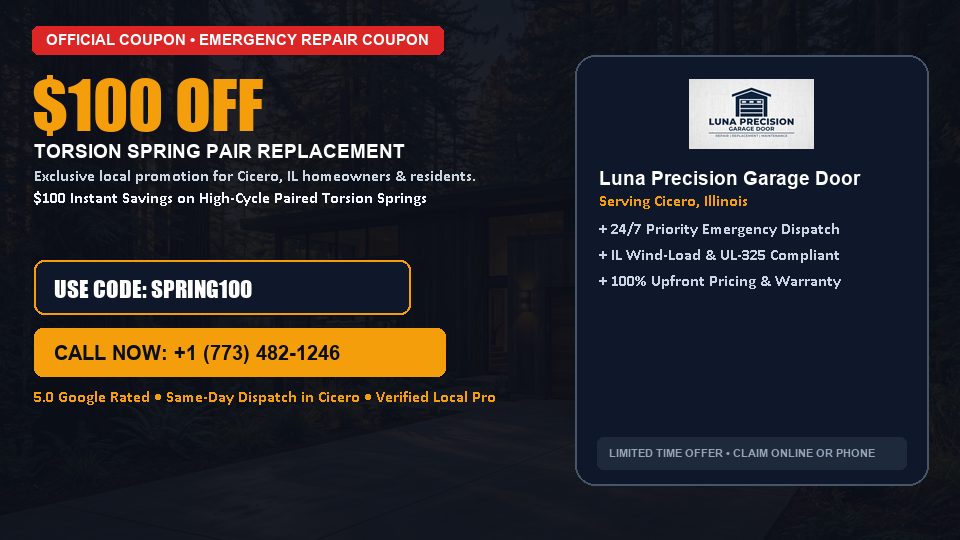 Luna Precision Garage Door $100 OFF Dual Torsion Spring Replacement