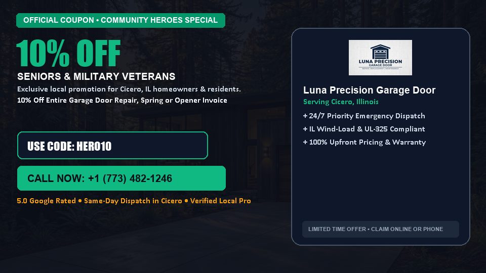 Luna Precision Garage Door 10% OFF Seniors & Military Veterans